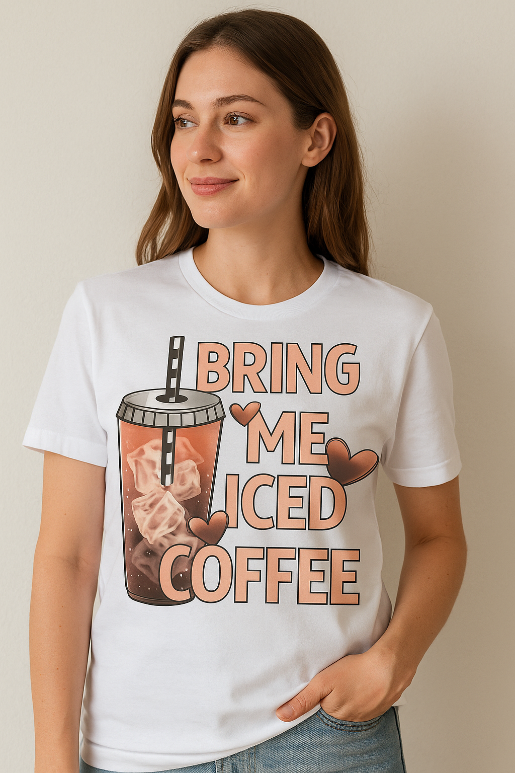 Bring Me Iced Coffee Shirt | Funny Coffee Lover DTF Transfer | Cute Summer Iced Coffee Graphic Tee Design