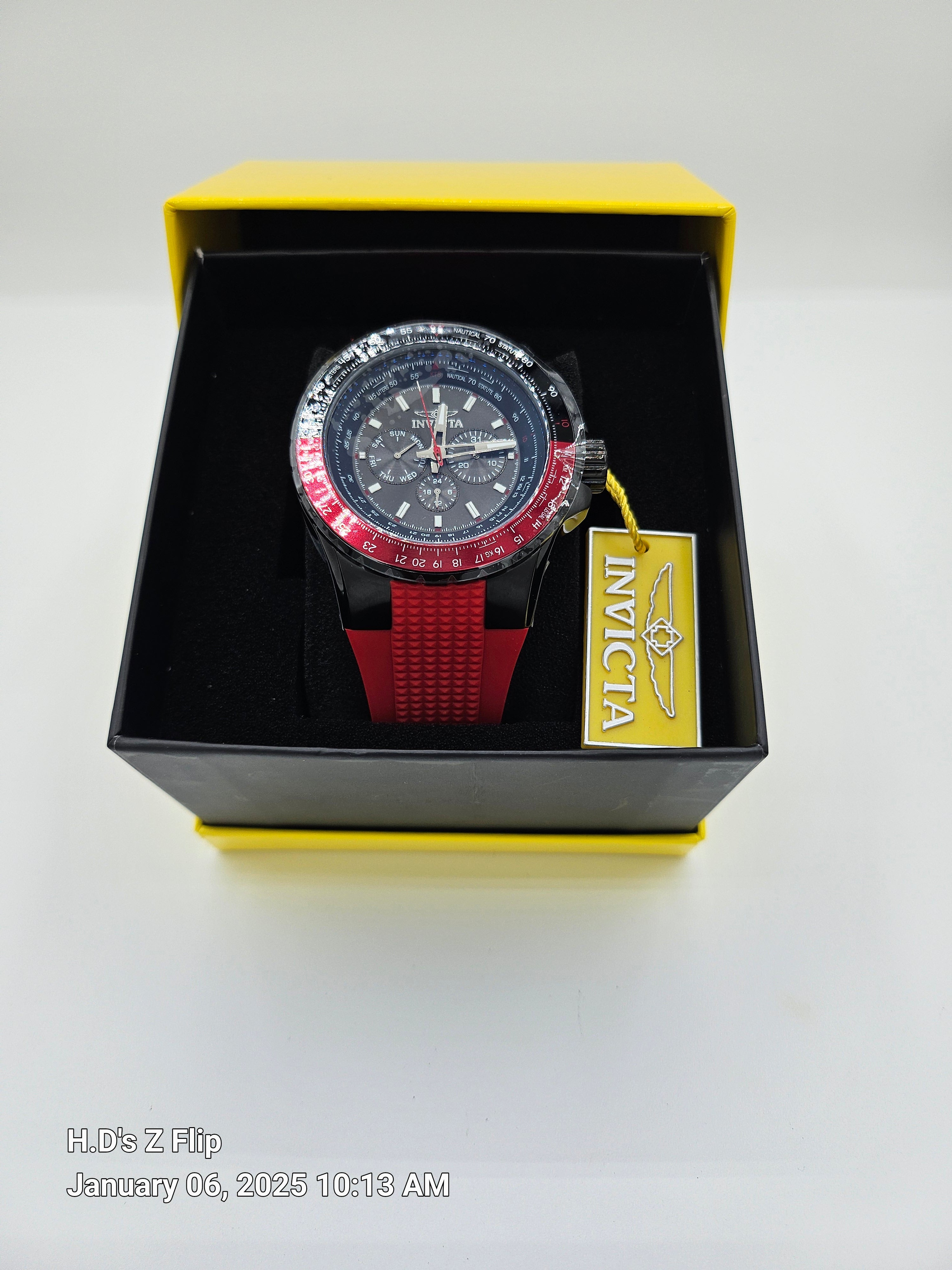 Invicta Aviator Men's Watch - 50mm, Black/Red