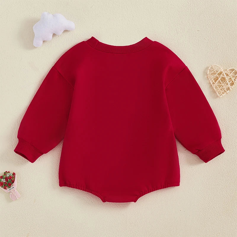 Baby Girls Boys Sweatshirts Rompers Valentine s Day Clothes Letter Embroidery Long Sleeve Infant Fall Bodysuits Jumpsuits