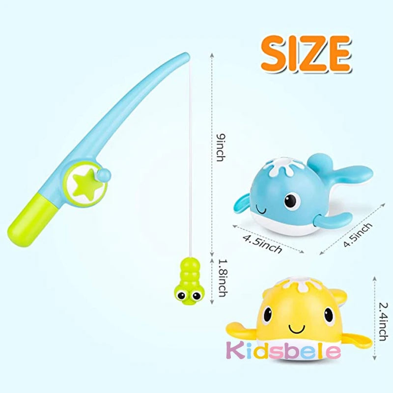 Magnetic Fishing Game Wind-up Swimming Whales Baby Bathtub Toys 18 Months+ 1-3 Boys and Girls Gifts For Toddlers