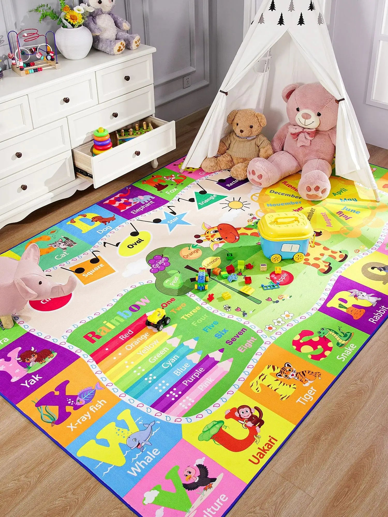 Large Children's Play Mat Children's Bedroom Giraffe Animal Carpet Boys Kindergarten Room Decorative Carpet Letters Carpet
