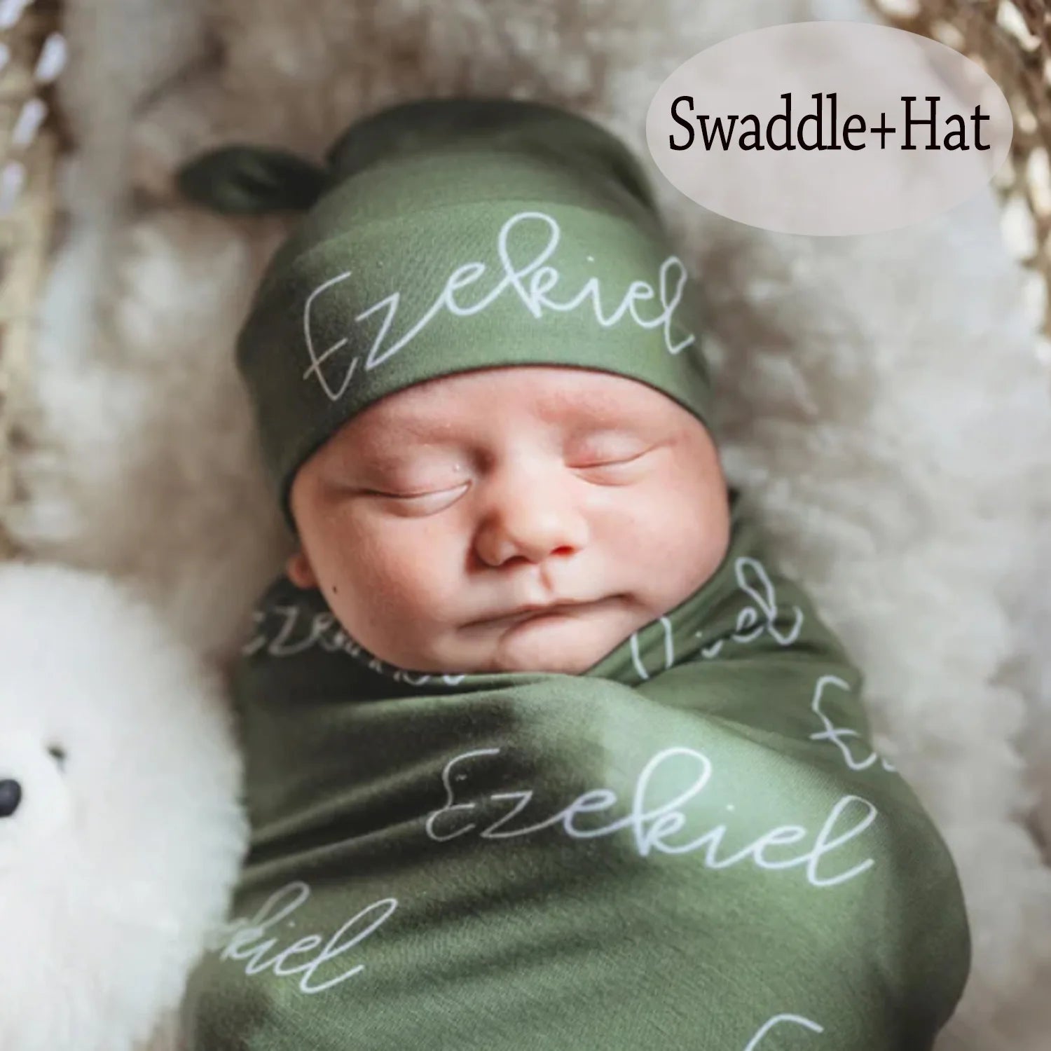 LVYZIHO Personalized Name Jersey Swaddle Set , Baby Name Hat, Bow, Baby Swaddle, Choose Colors and Font
