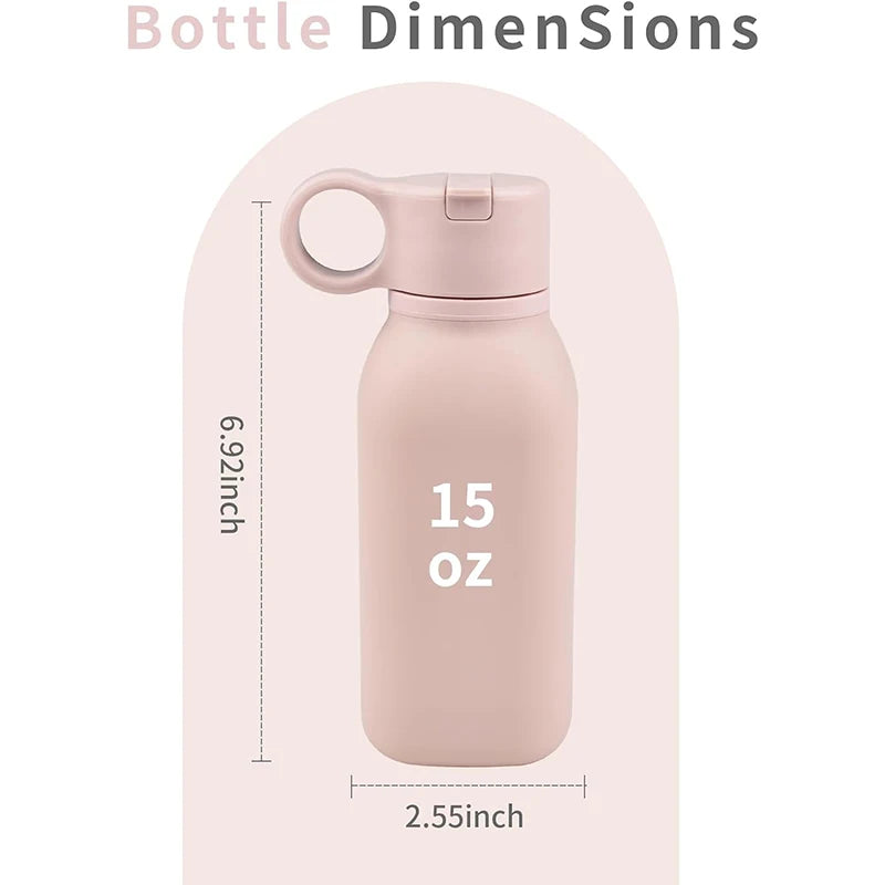 Food Grade Silicone Bottle With Straw Children Portable Reusable Plastic Cups Outdoor Travel Cold/Hot Water Drinking Bottle
