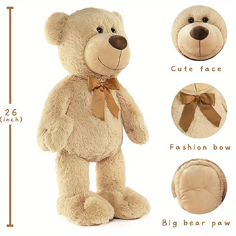 Big Teddy Bear Stuffed Animal, 26 Inch Medium Size Stuffed Teddy Bear Plush Toy For Chirstmas Valentine's Day Birthday