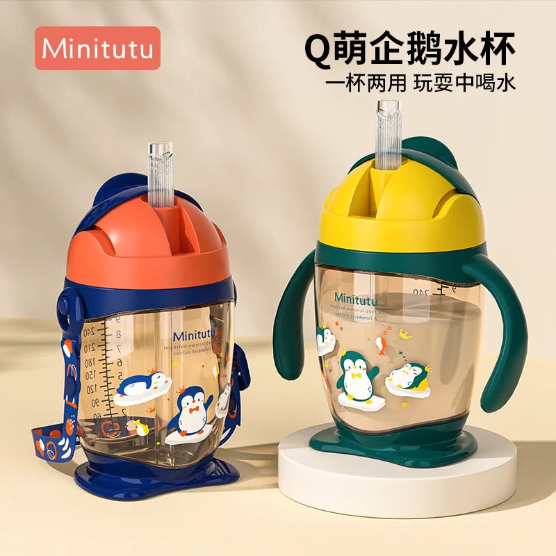 【Minitutu】Children's Baby Direct Drinking Water Cup /Baby Bottle/ Comes with Strap Anti Drop and Anti Spray Large Capacity 300mL