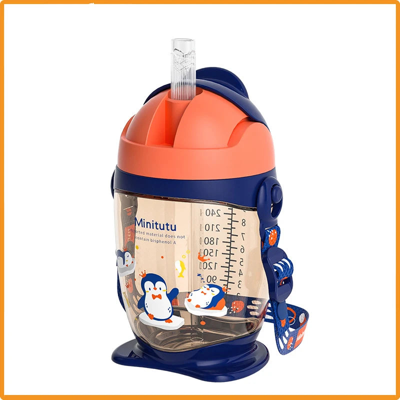 【Minitutu】Children's Baby Direct Drinking Water Cup /Baby Bottle/ Comes with Strap Anti Drop and Anti Spray Large Capacity 300mL