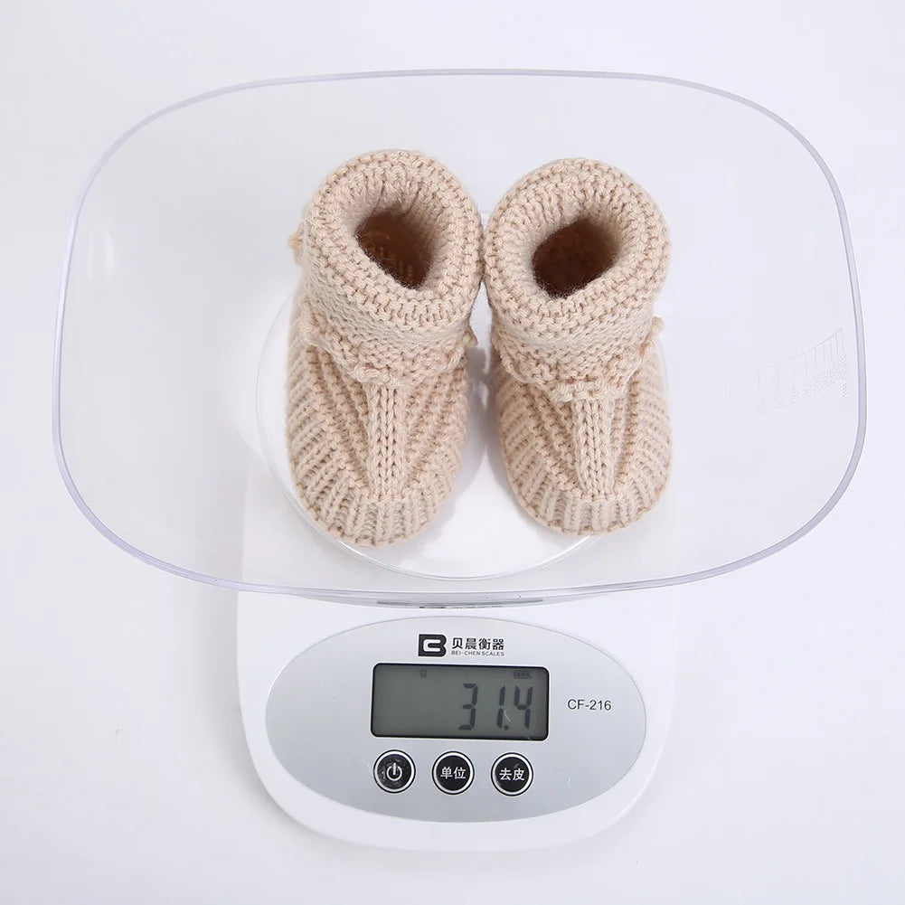 Newborn Warm Knitted Socks, Soft Breathable Yarns Crochet Baby Learning to Walking Socks for Indoor and Outdoor 0-12Months