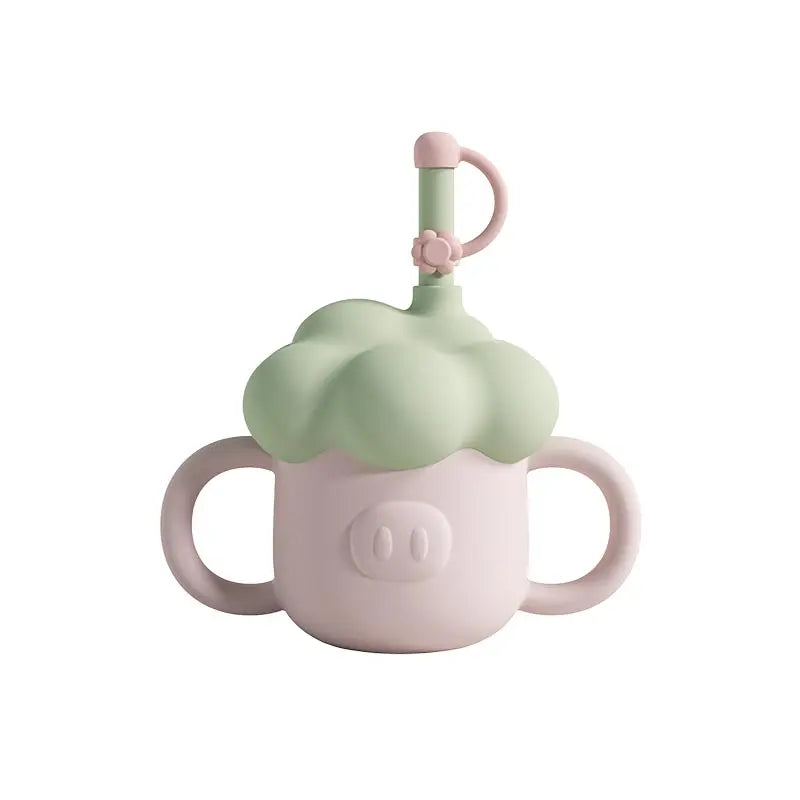 BANSHILI Baby Learning Feeding Cup Kid Feeding Drinkware Straw Bottles Anti-Hot Leakproof Silicone Tableware Toddler Water Bottl