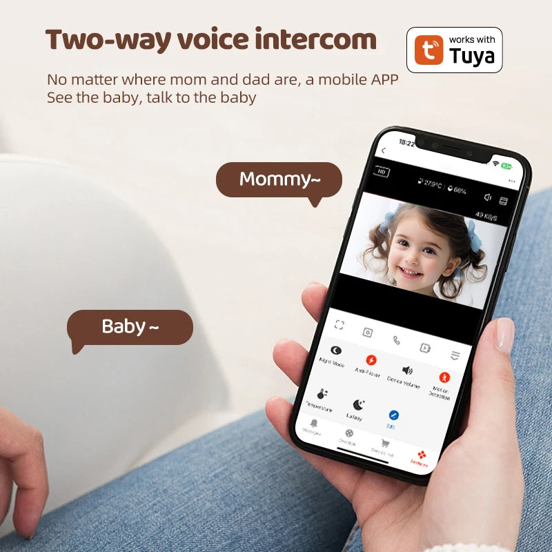 Smart tuya remote video surveillance Wifi baby monitor no red exposure baby safety protection mobile detection video camera