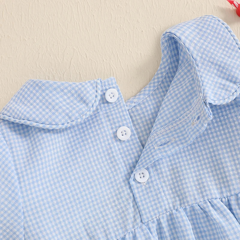 Summer Infant Baby Boys Girls Rompers Short Sleeve Doll Collar Cake Embroidery Smocked Bodysuit Playsuit