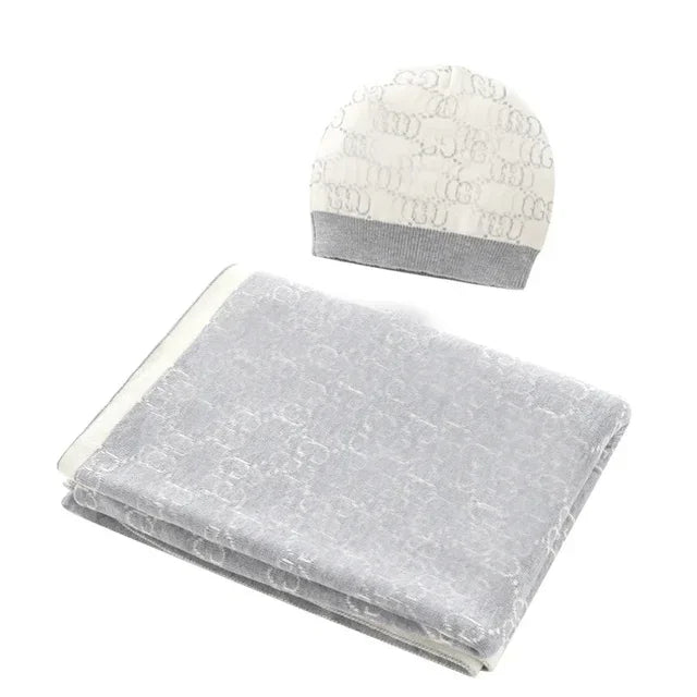 Baby Blanket & Swaddling Thick Knit Jacquard Soft Skin Outdoor Windproof Warm Hat Baby Stroller Air Conditioning Cotton Quilt