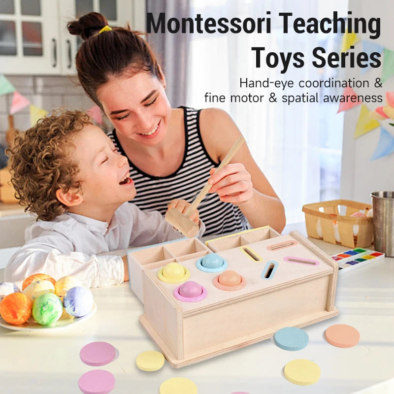 Montessori Wooden Multifunction Toys Color Spinning Coin Box Wooden Toys Children Puzzle Sensory Early Education Game Toys Gift