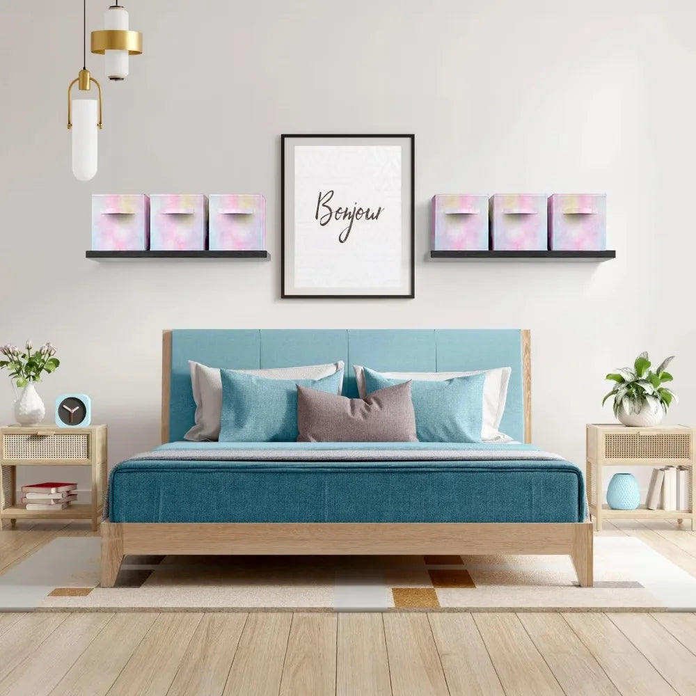 6 Foldable Tie Dye Fabric Storage Bins for Organizing Cubbies, Toy Box - Clothes Storage & Closet Organizer - 11 Inch Baskets