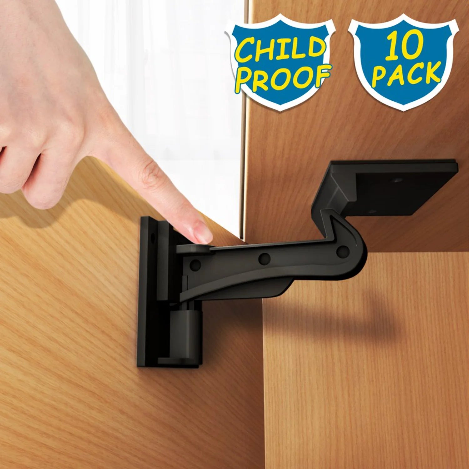 NEWCE 10 Pack Invisible Baby Proof Drawer Cabinet Locks Latches - Easy Installation, No Drill, Tools or Keys Required, Child