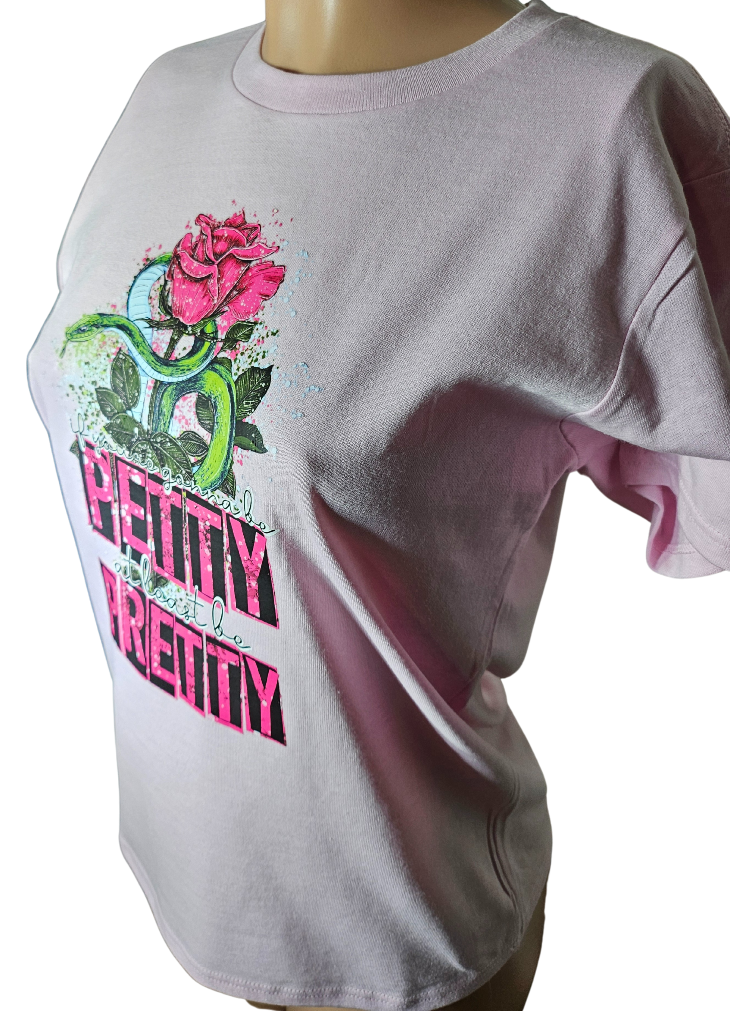 Petty But Pretty Shirt – Pink Rose & Snake Graphic Tee – Funny Women’s T-Shirt – Sass & Style Shirt – Pretty Petty Vibes