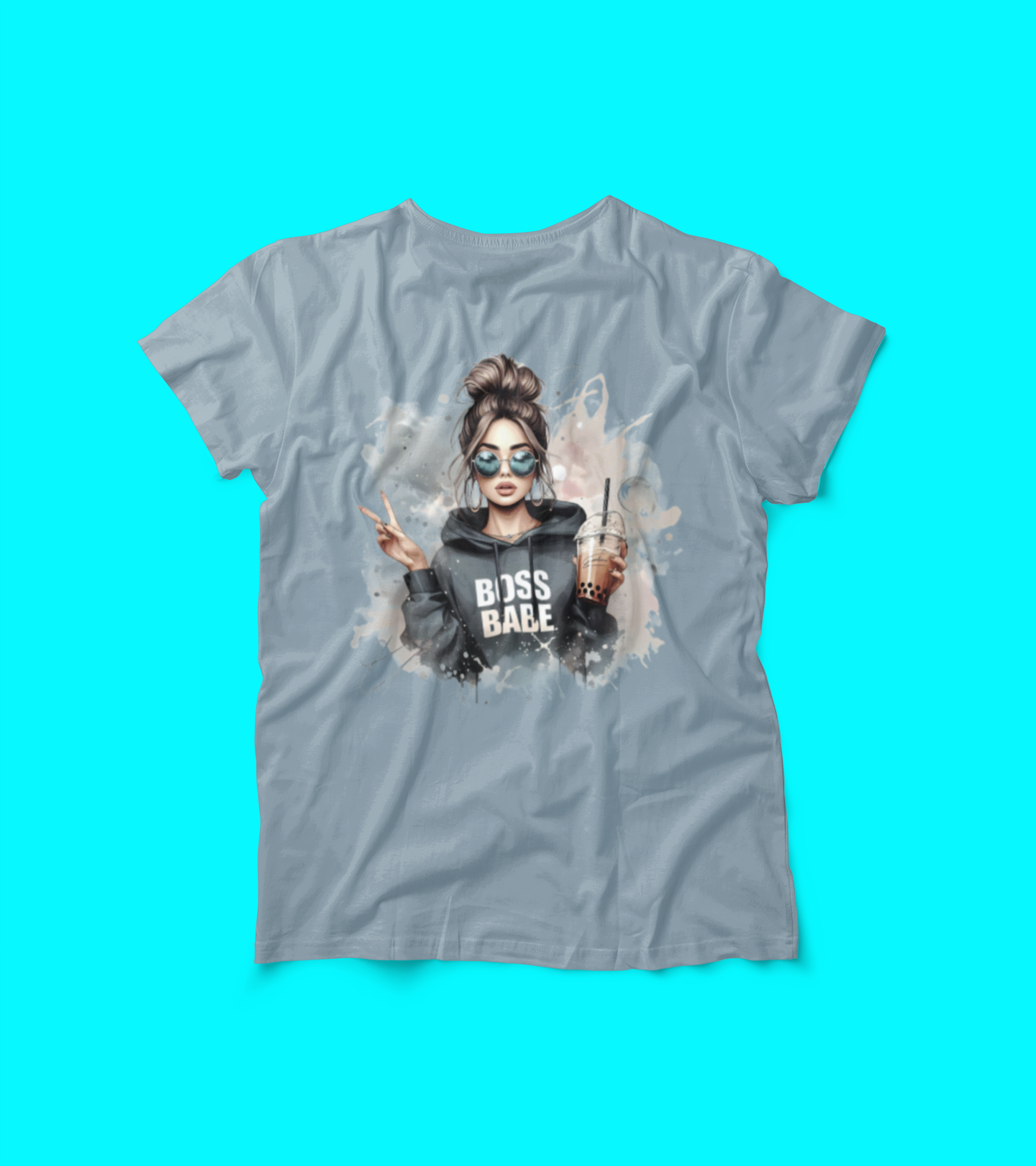 Boss Babe Graphic Tee โ Trendy Girl with Bubble Tea Shirt โ Empowerment T-Shirt for Women โ Baddie Aesthetic Tee โ Girl Boss Streetwear