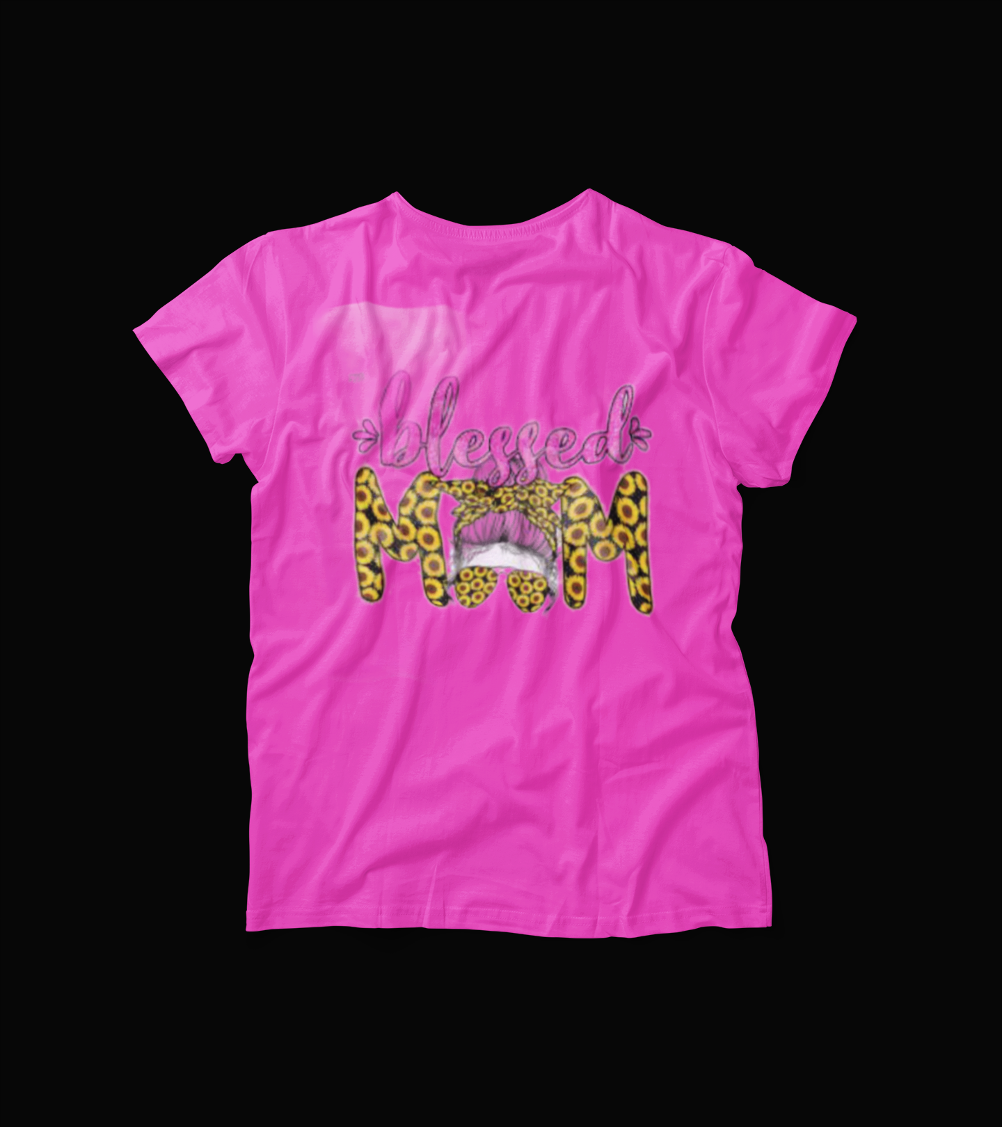 Blessed Mom T-Shirt – Leopard Print Hair Bun Graphic Tee – Yellow Cute Gift for Moms – Messy Bun Sunglasses Shirt