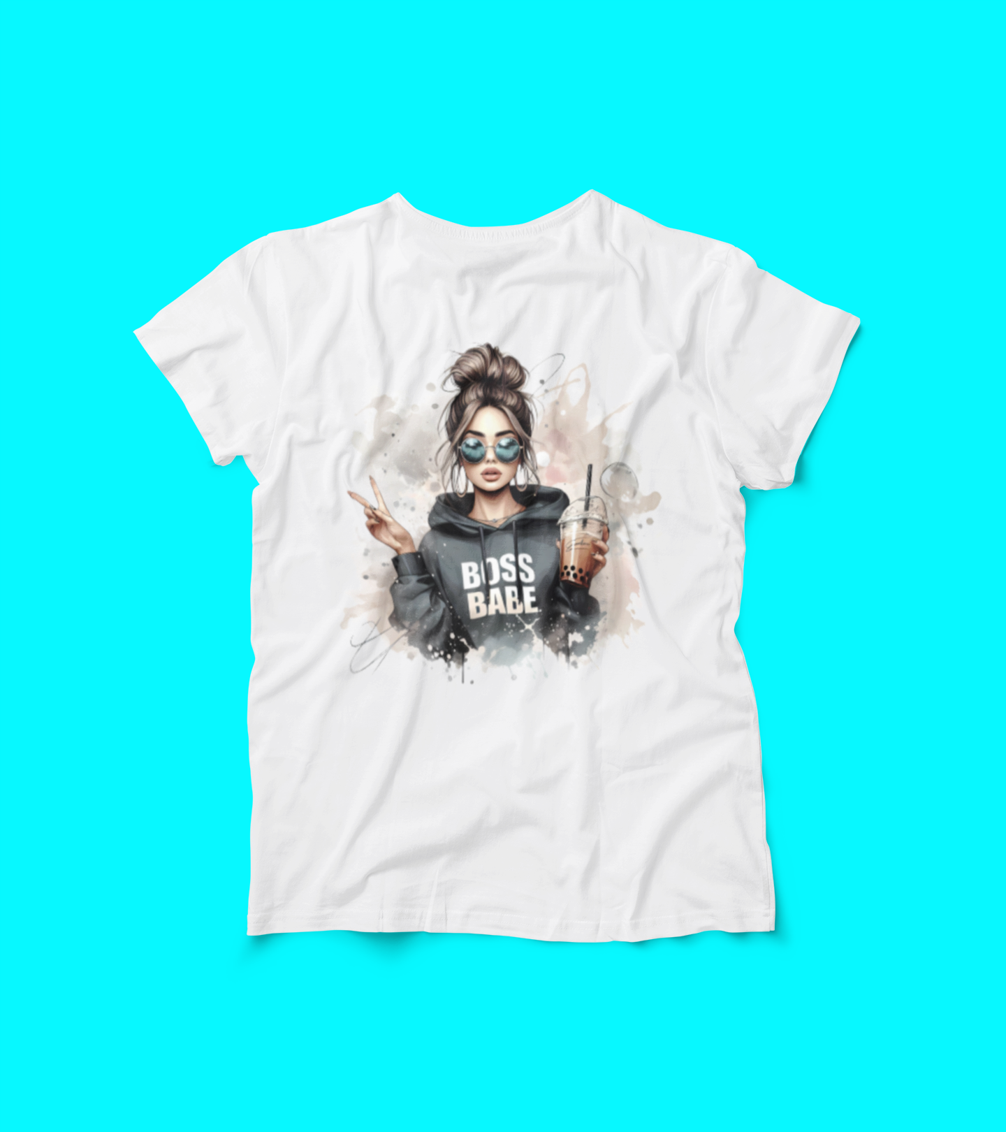 Boss Babe Graphic Tee โ Trendy Girl with Bubble Tea Shirt โ Empowerment T-Shirt for Women โ Baddie Aesthetic Tee โ Girl Boss Streetwear