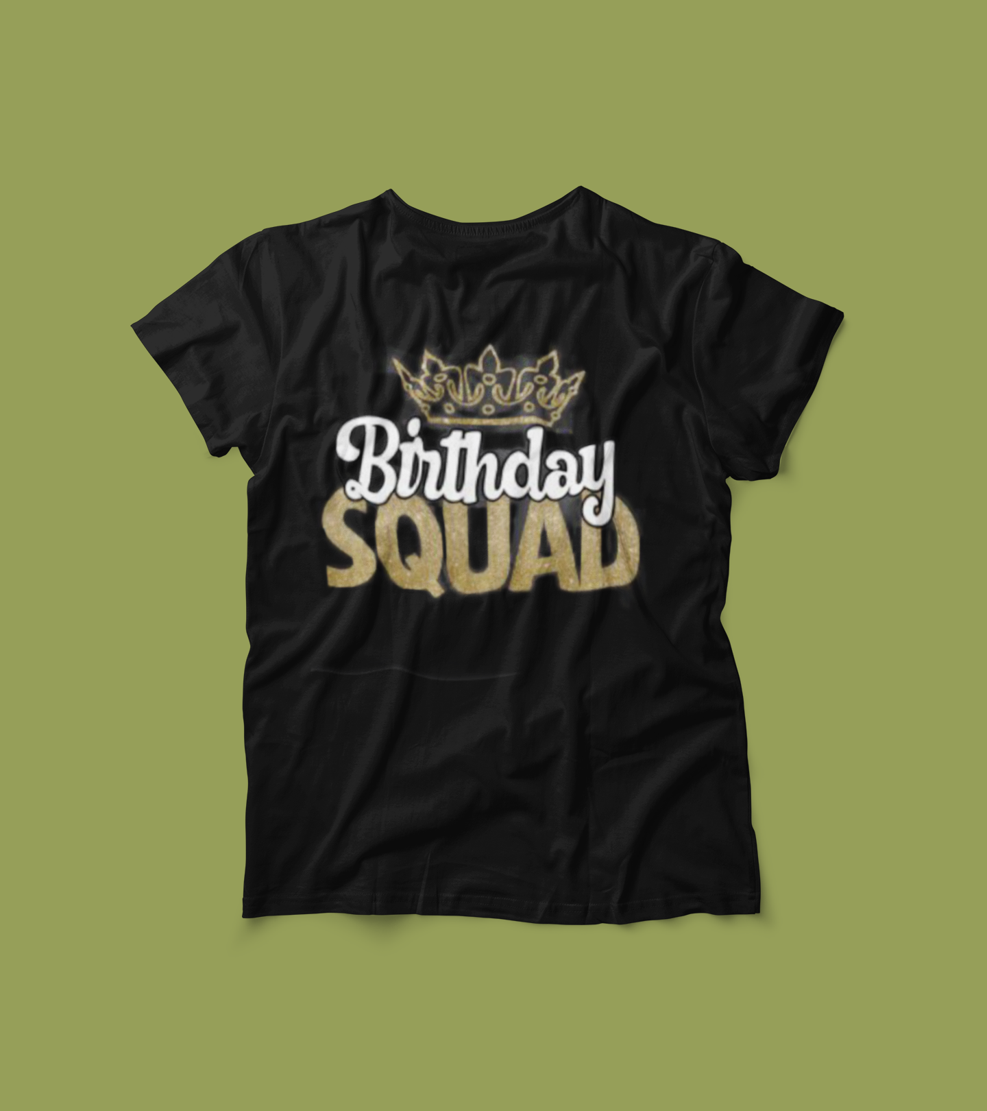 Birthday Squad T-Shirt – Gold Crown Celebration Tee for Friends and Party Crews – Matching Birthday Outfit – Black Glitter Style Shirt