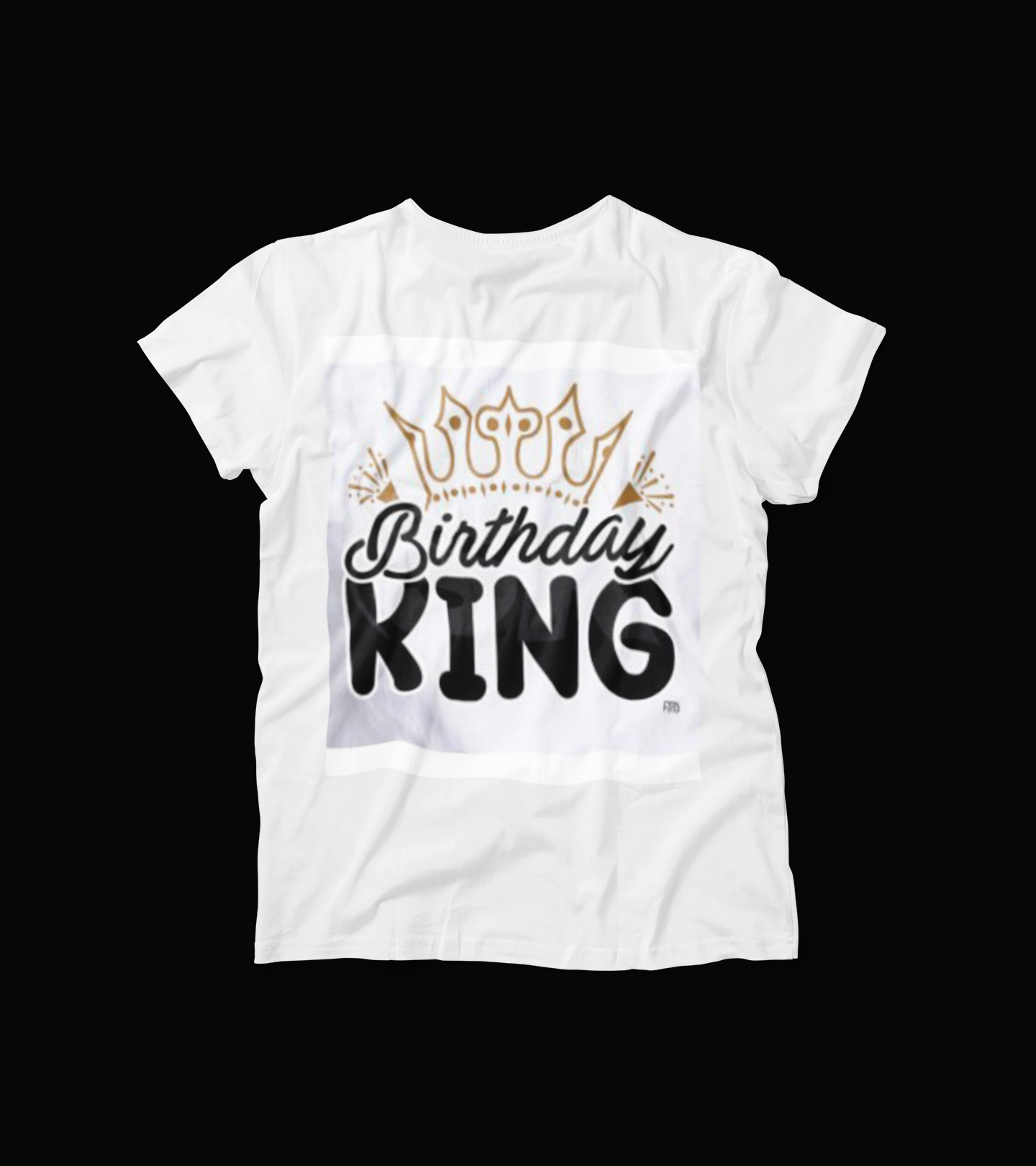 Birthday King T-Shirt – Gold Crown & Bold Lettering Tee – Celebration Shirt for Men – White Royal Birthday Outfit Top