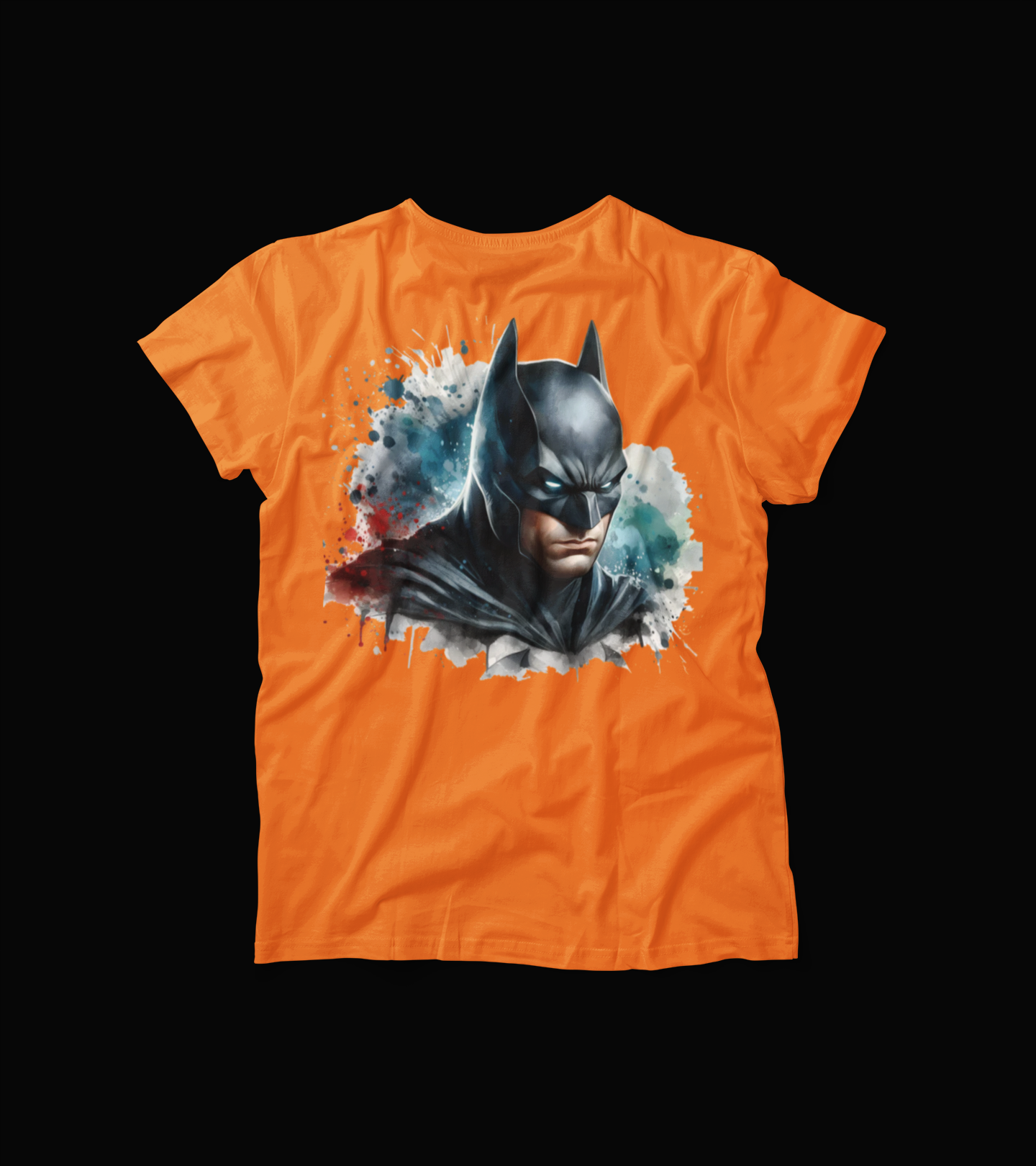 Batman Splash Art T-Shirt – Dark Knight Graphic Tee – Hero Portrait Comic Shirt for Fans – White Superhero Fan Shirt
