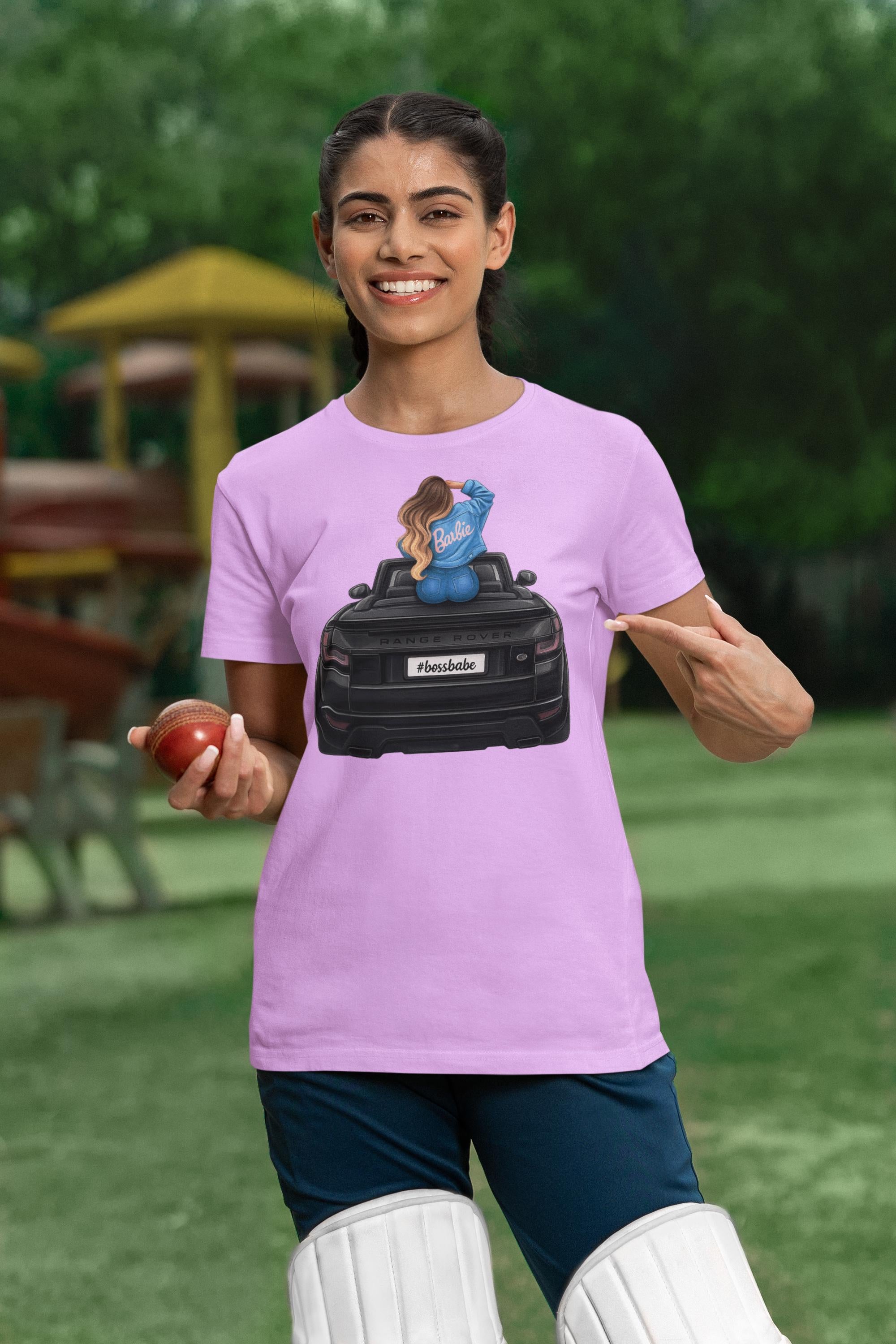 Bossbabe Barbie Girl Stylish Woman on Range Rover