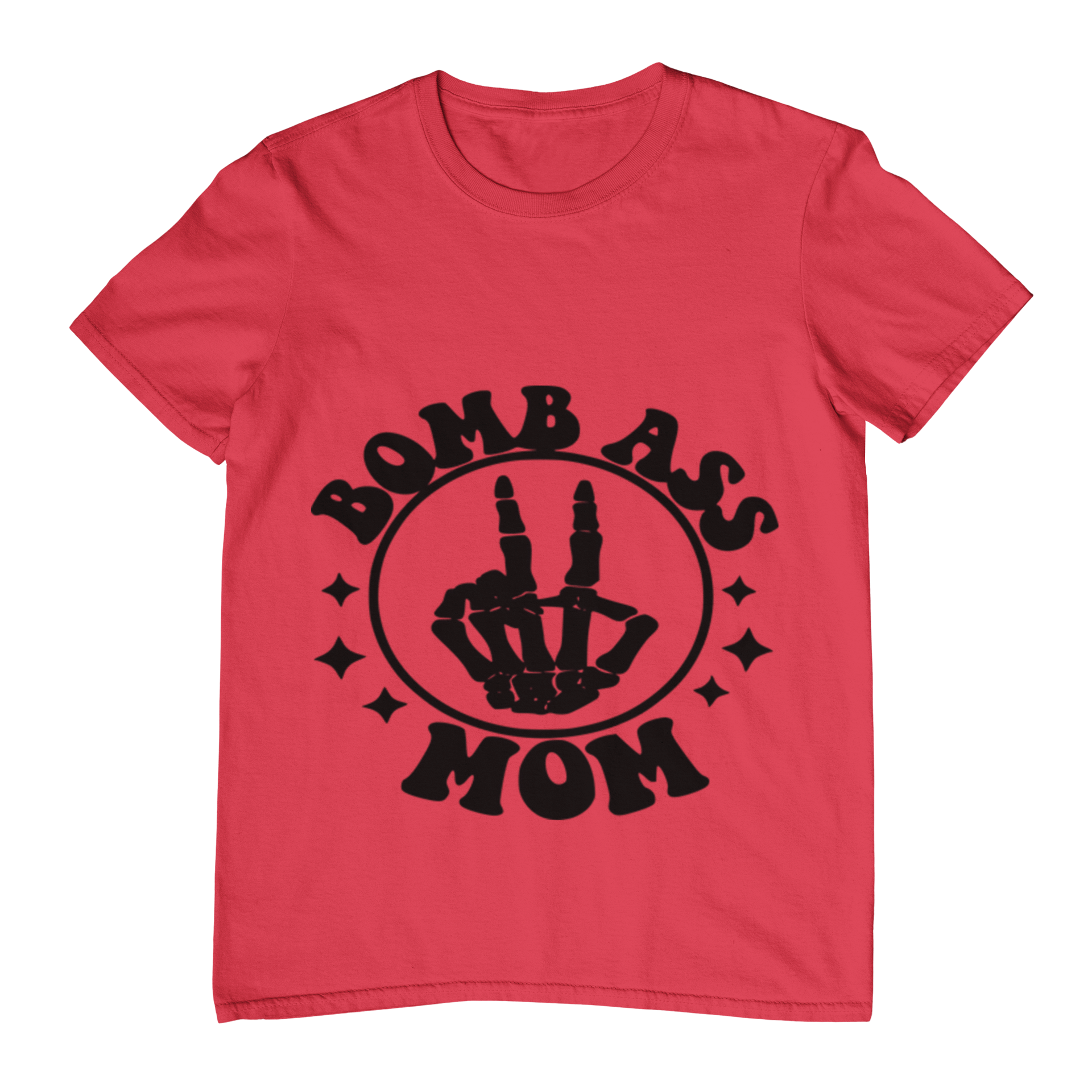 Bomb Ass Mom T-Shirt – Edgy Skeleton Hand Graphic Tee – Cool Funny Mom Shirt – Alternative Style Gift for Badass Mothers