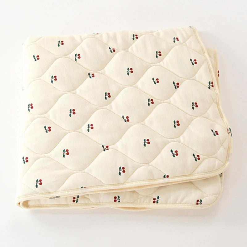 New Autumn Winter Warm Baby Blanket Soft Cotton Cherry Printed Children Quilt Nap Blanket Newborn Swaddle Wrap Bedding