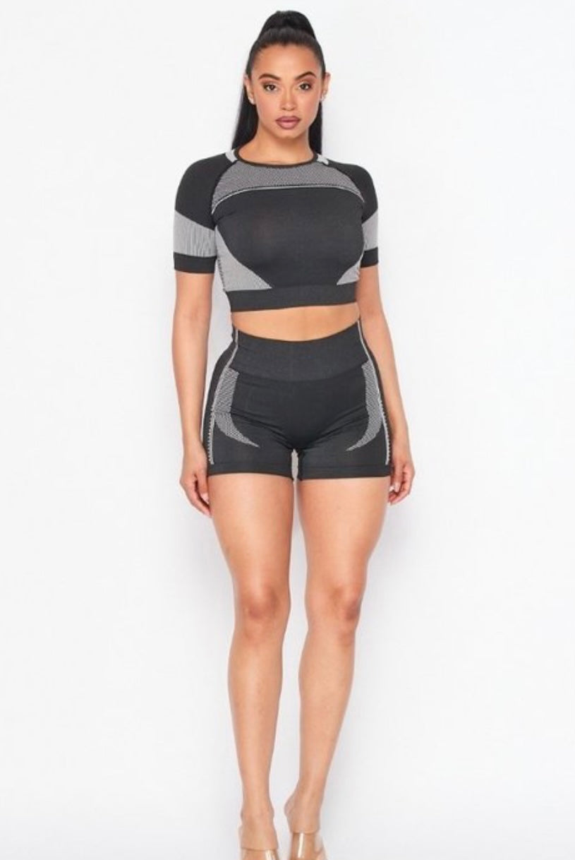 Womens 2 piece atheletic short combo