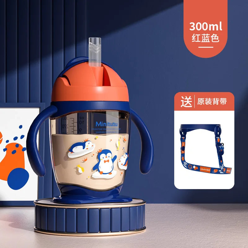 【Minitutu】Children's Baby Direct Drinking Water Cup /Baby Bottle/ Comes with Strap Anti Drop and Anti Spray Large Capacity 300mL