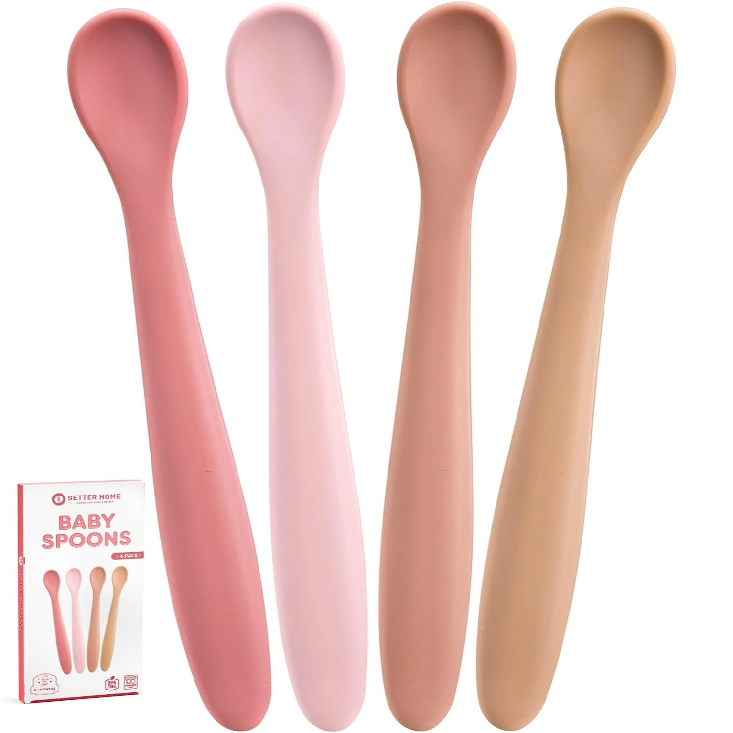 Best Soft Silicone Baby Spoons Dishwasher-Safe Silicone Bendable Baby Feeding Spoon Infant First Stage Silicone Training Spoon,