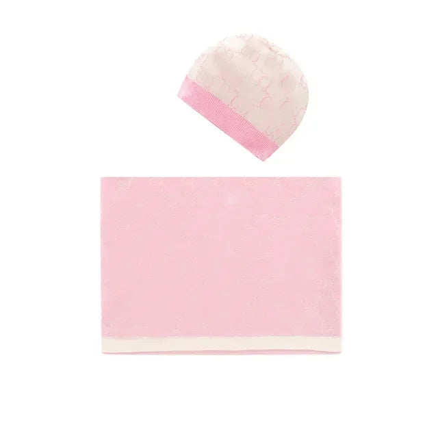 1set Baby Blanket & Swaddling Thick Knit Jacquard Soft Skin Outdoor Windproof Warm Hat Baby Stroller Air Conditioning Cotton