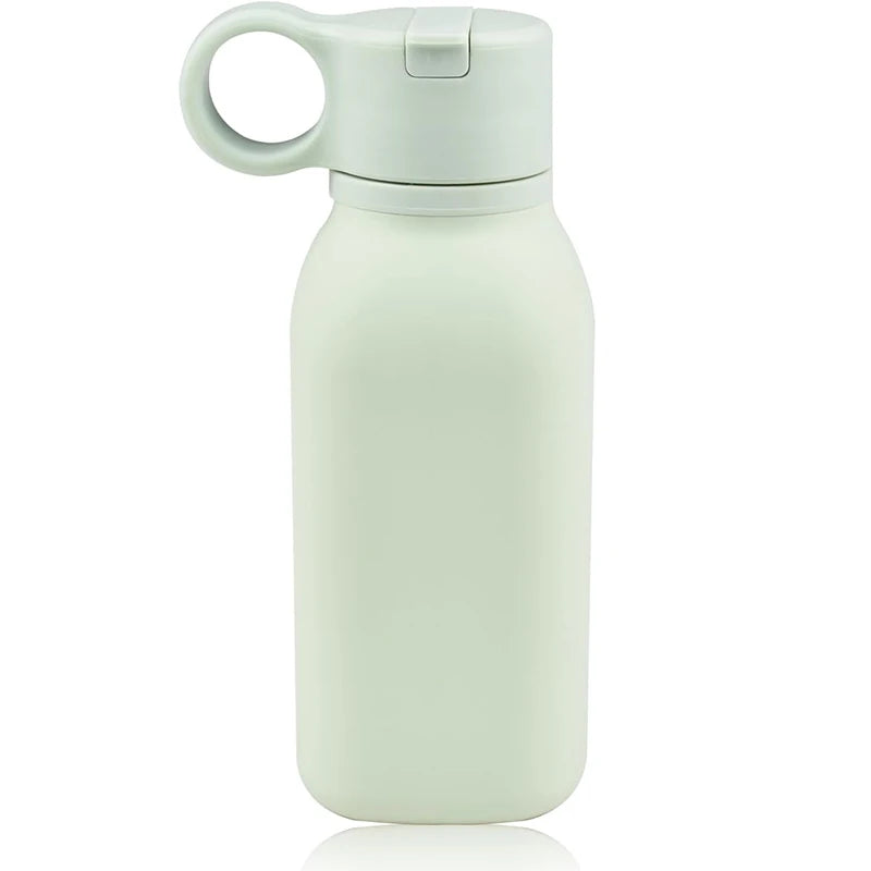 Food Grade Silicone Bottle With Straw Children Portable Reusable Plastic Cups Outdoor Travel Cold/Hot Water Drinking Bottle