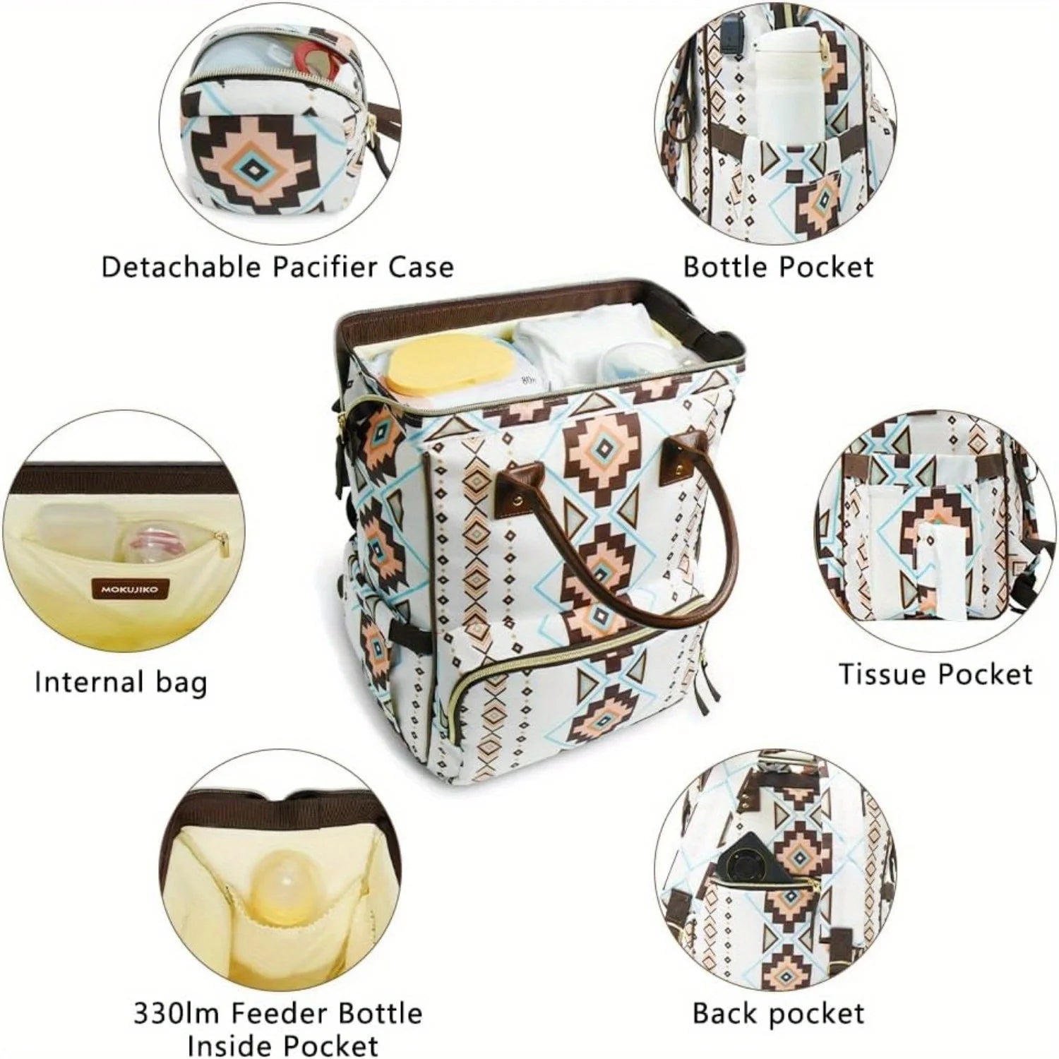 Large capacity multifunctional travel bag, diaper bag, portable mother and baby bag, with insulation bag and pacifier box