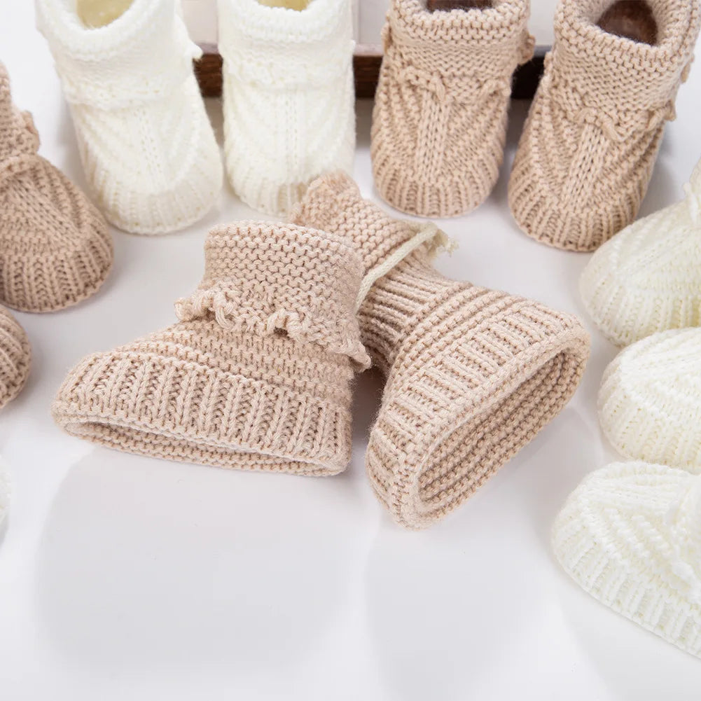 Newborn Warm Knitted Socks, Soft Breathable Yarns Crochet Baby Learning to Walking Socks for Indoor and Outdoor 0-12Months