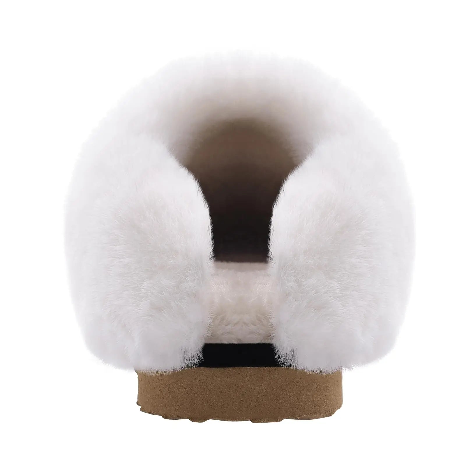 Shevalues Winter Fur Collar Slippers Women's Plush Furry Slippers Cotton Flat Memory Foam.