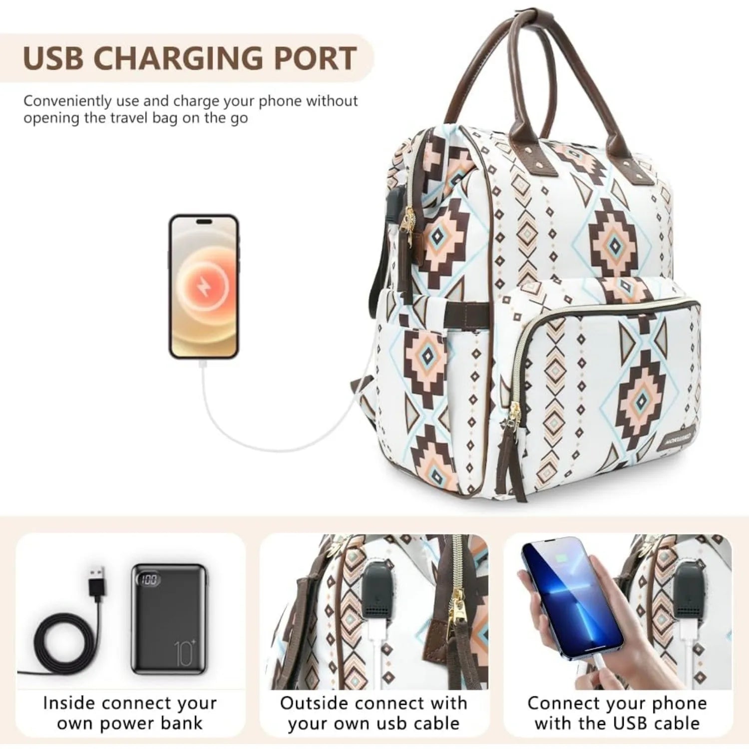 Large capacity multifunctional travel bag, diaper bag, portable mother and baby bag, with insulation bag and pacifier box