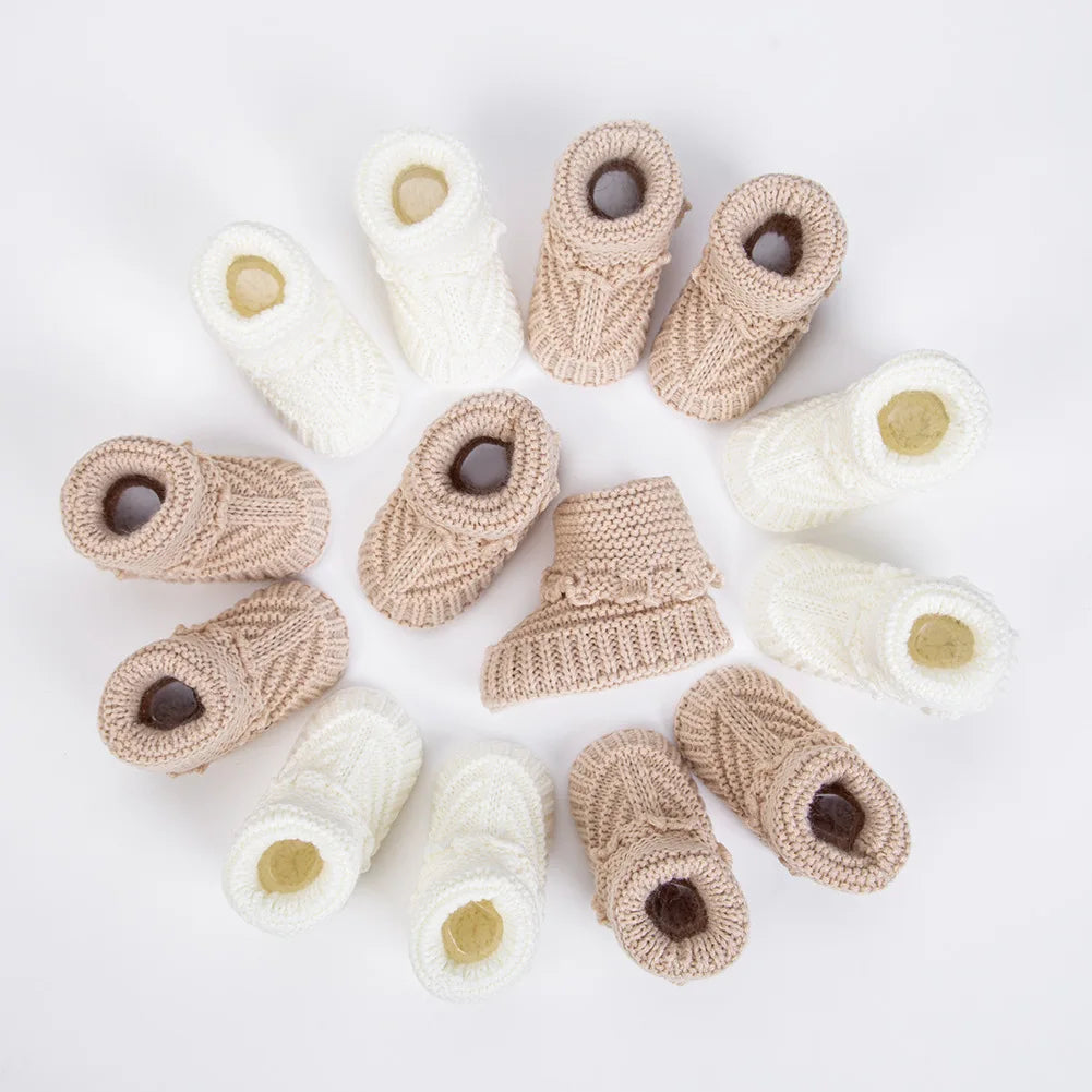 Newborn Warm Knitted Socks, Soft Breathable Yarns Crochet Baby Learning to Walking Socks for Indoor and Outdoor 0-12Months