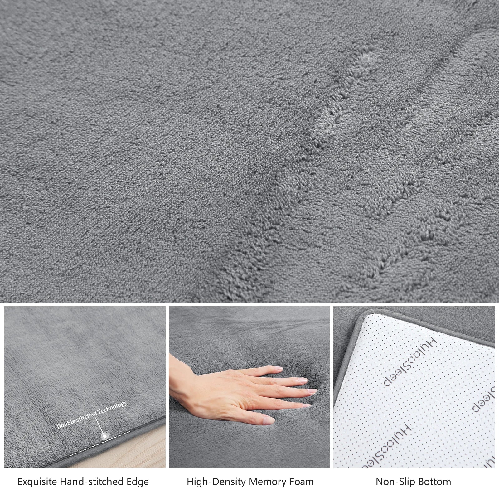 Gray Memory Foam Baby Play Mat for Playpen Thick Large Crawling Mat for Floor Soft Velvet Non-Slip for Kids Playroom Mat Rug