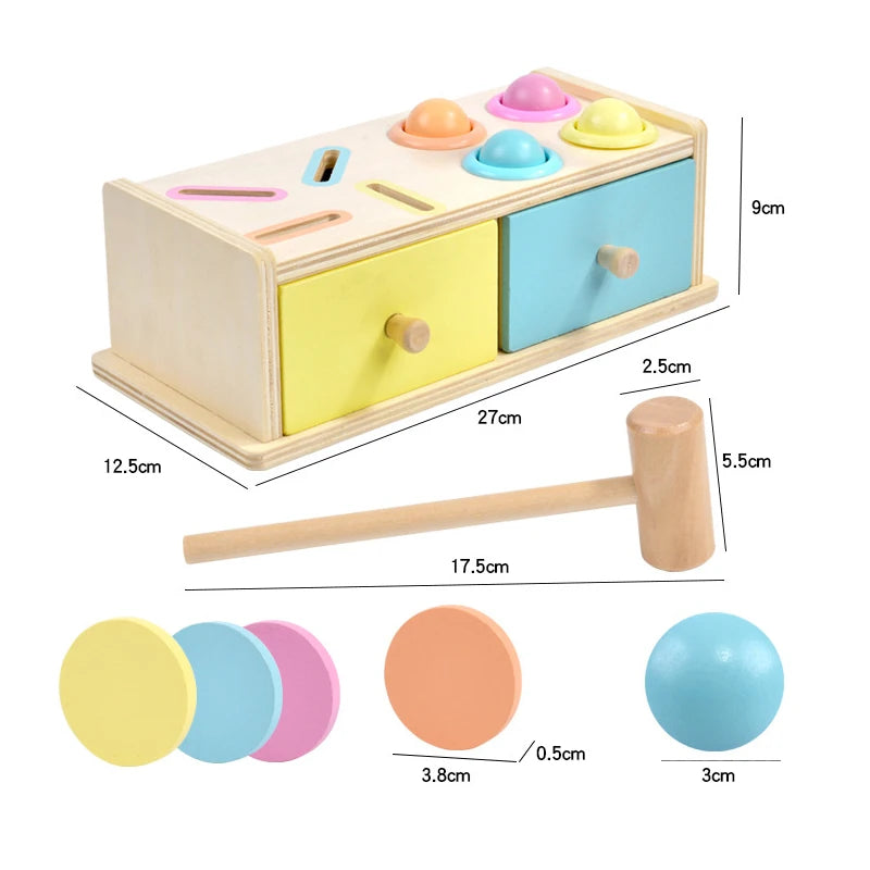 Montessori Wooden Multifunction Toys Color Spinning Coin Box Wooden Toys Children Puzzle Sensory Early Education Game Toys Gift