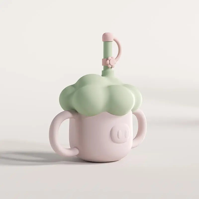 BANSHILI Baby Learning Feeding Cup Kid Feeding Drinkware Straw Bottles Anti-Hot Leakproof Silicone Tableware Toddler Water Bottl