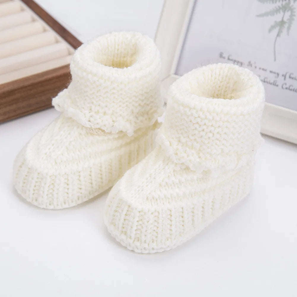 Newborn Warm Knitted Socks, Soft Breathable Yarns Crochet Baby Learning to Walking Socks for Indoor and Outdoor 0-12Months