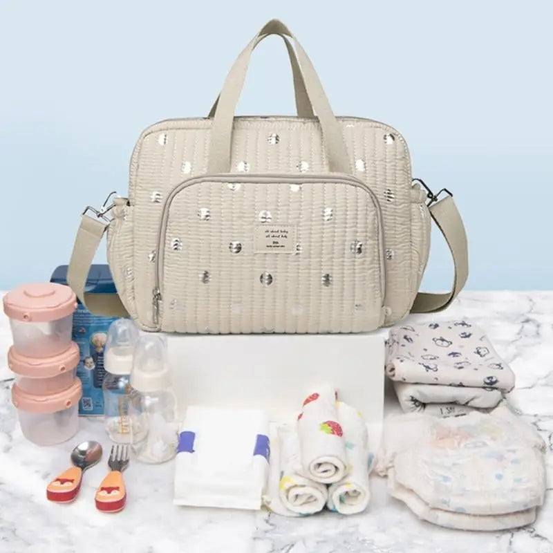 QX2D Large Capacity Mummy Bag Portable Storage Handbag For Baby And Mom Essential