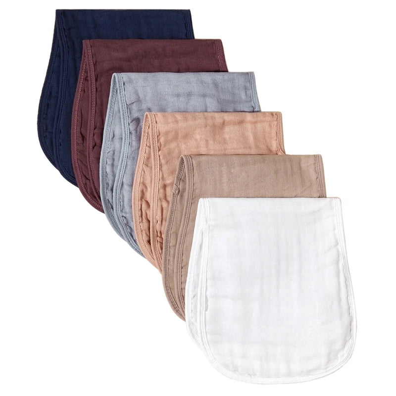 6Pcs/set Baby Bibs Six Layer Gauzes Burp Cloths for Babies with Hourglass Design