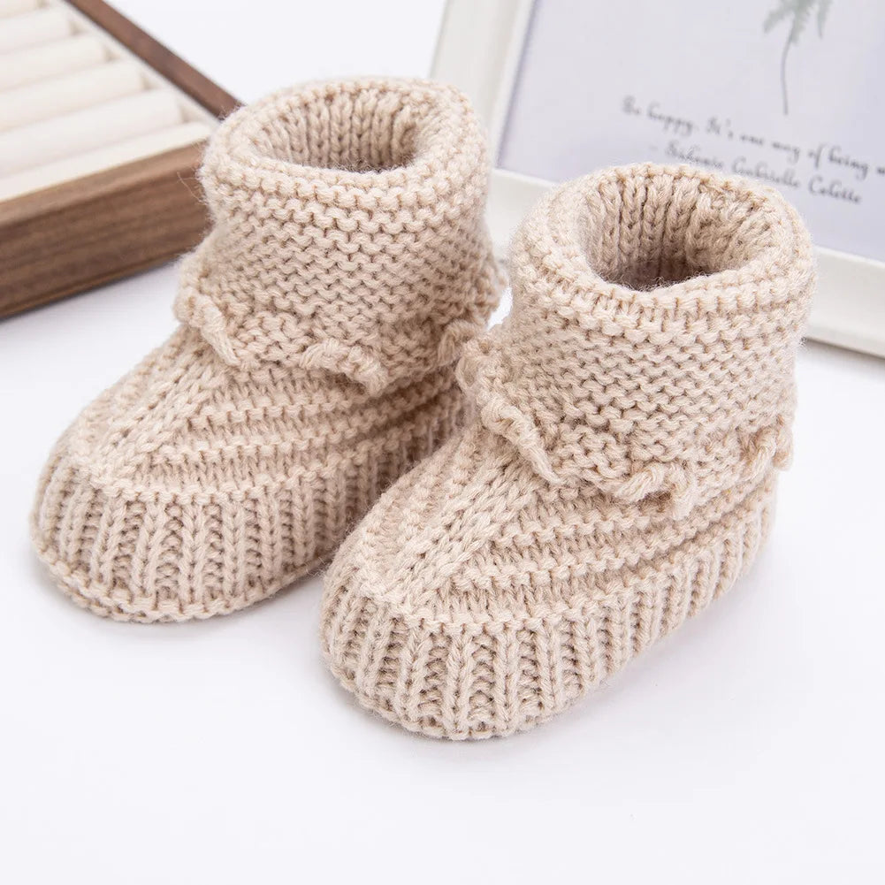 Newborn Warm Knitted Socks, Soft Breathable Yarns Crochet Baby Learning to Walking Socks for Indoor and Outdoor 0-12Months
