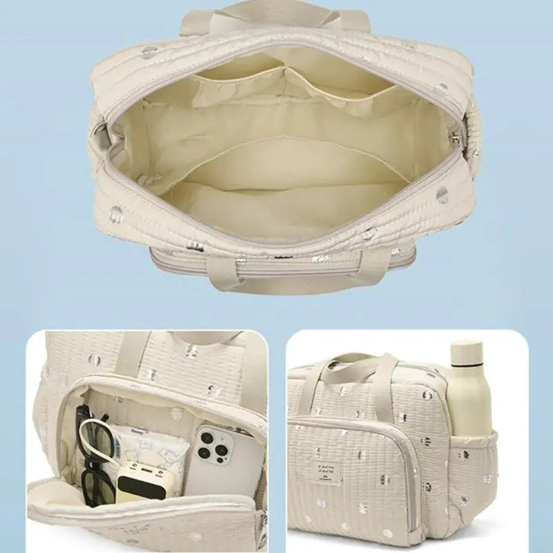 QX2D Large Capacity Mummy Bag Portable Storage Handbag For Baby And Mom Essential
