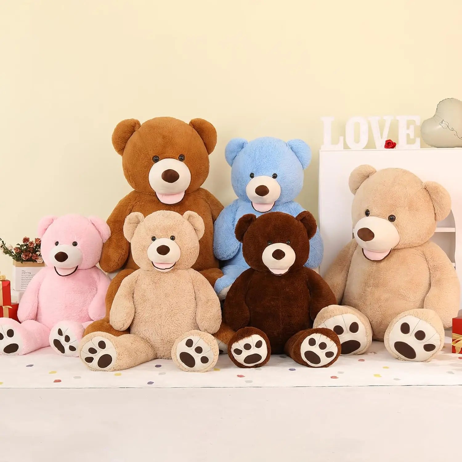 MorisMos Giant Teddy Bear with Big Footprints Plush Stuffed Animals Light Brown 39 inches