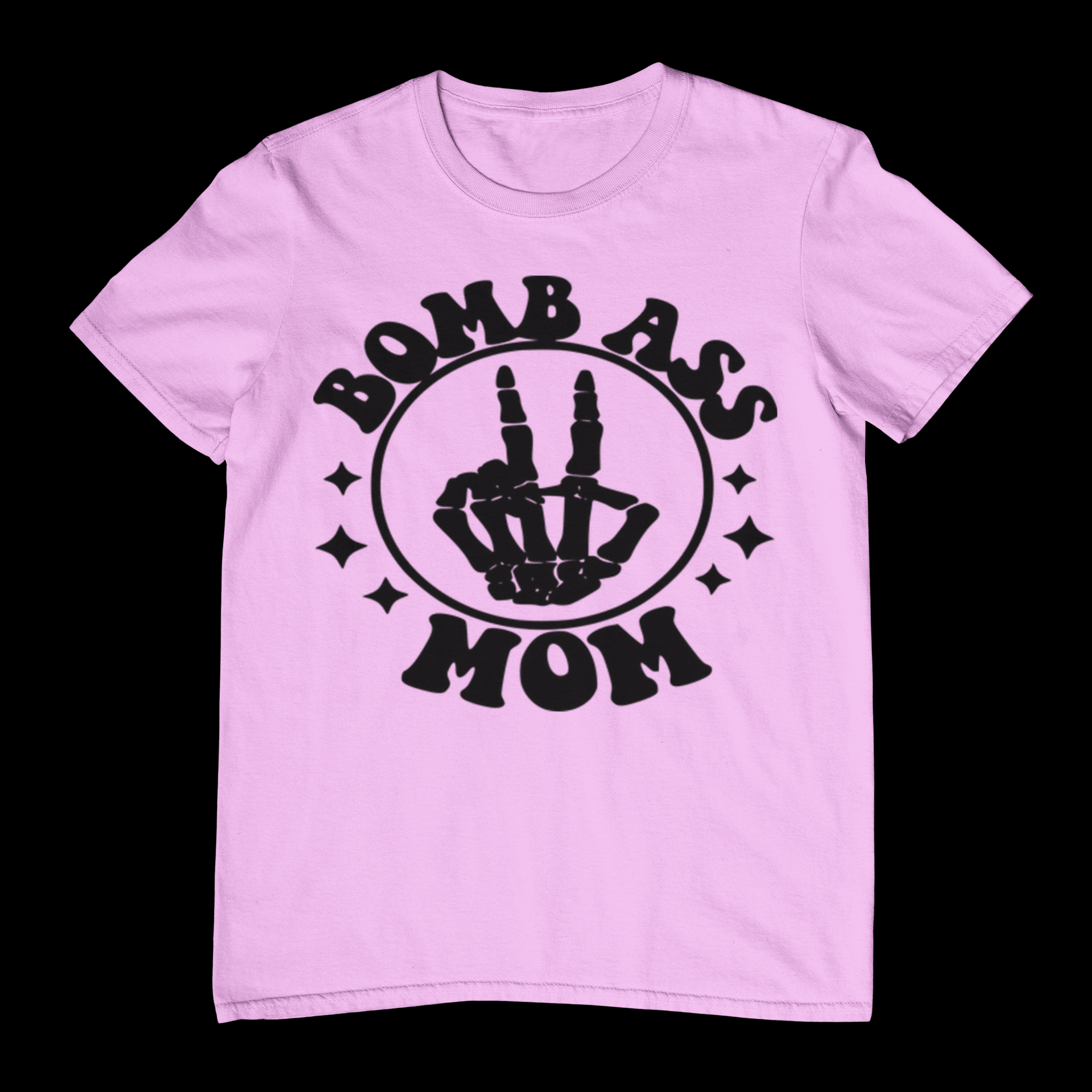 Bomb Ass Mom T-Shirt – Edgy Skeleton Hand Graphic Tee – Cool Funny Mom Shirt – Alternative Style Gift for Badass Mothers